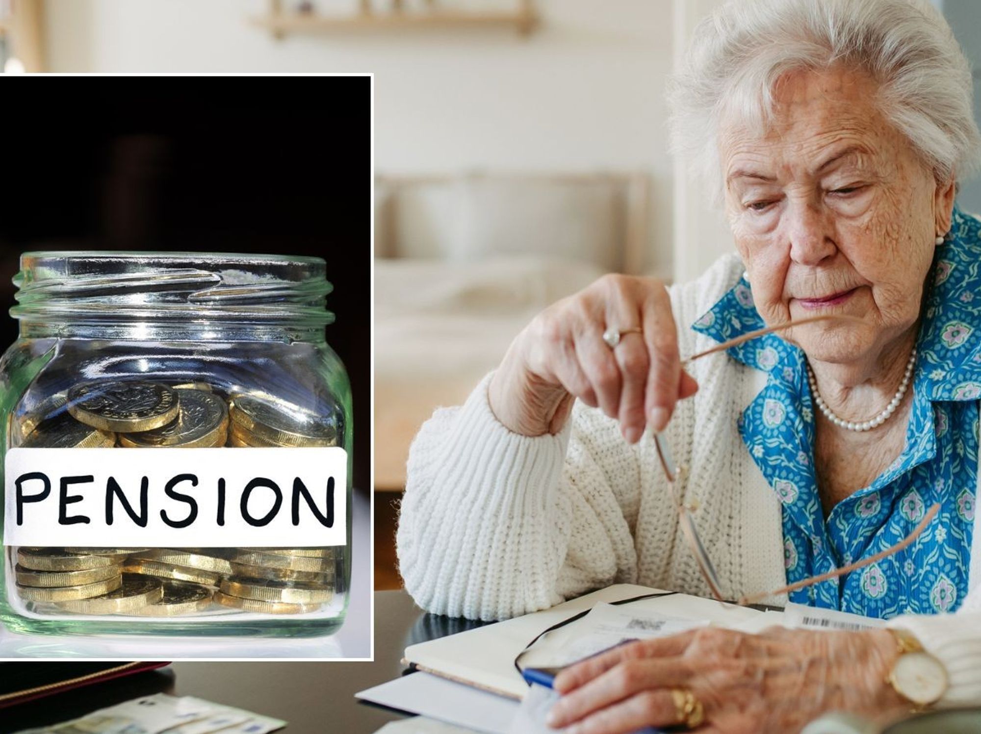Older woman and pension pot