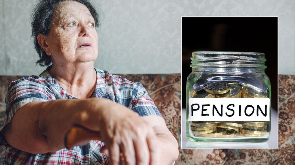 Older woman and pension pot