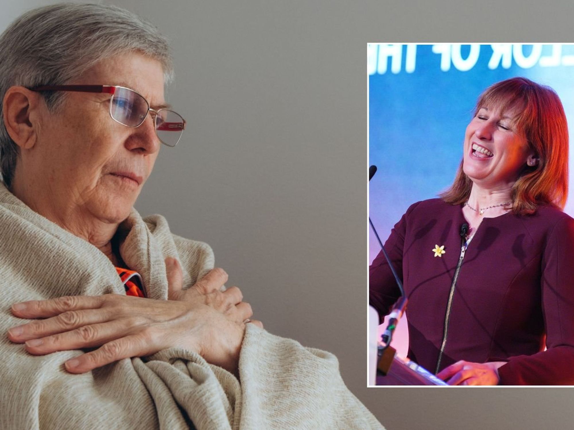 Older woman feeling cold, Rachel Reeves