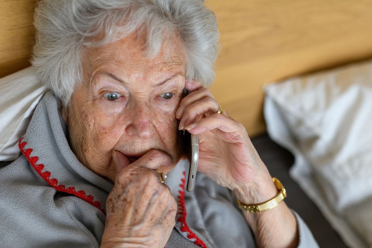 Older woman on phone
