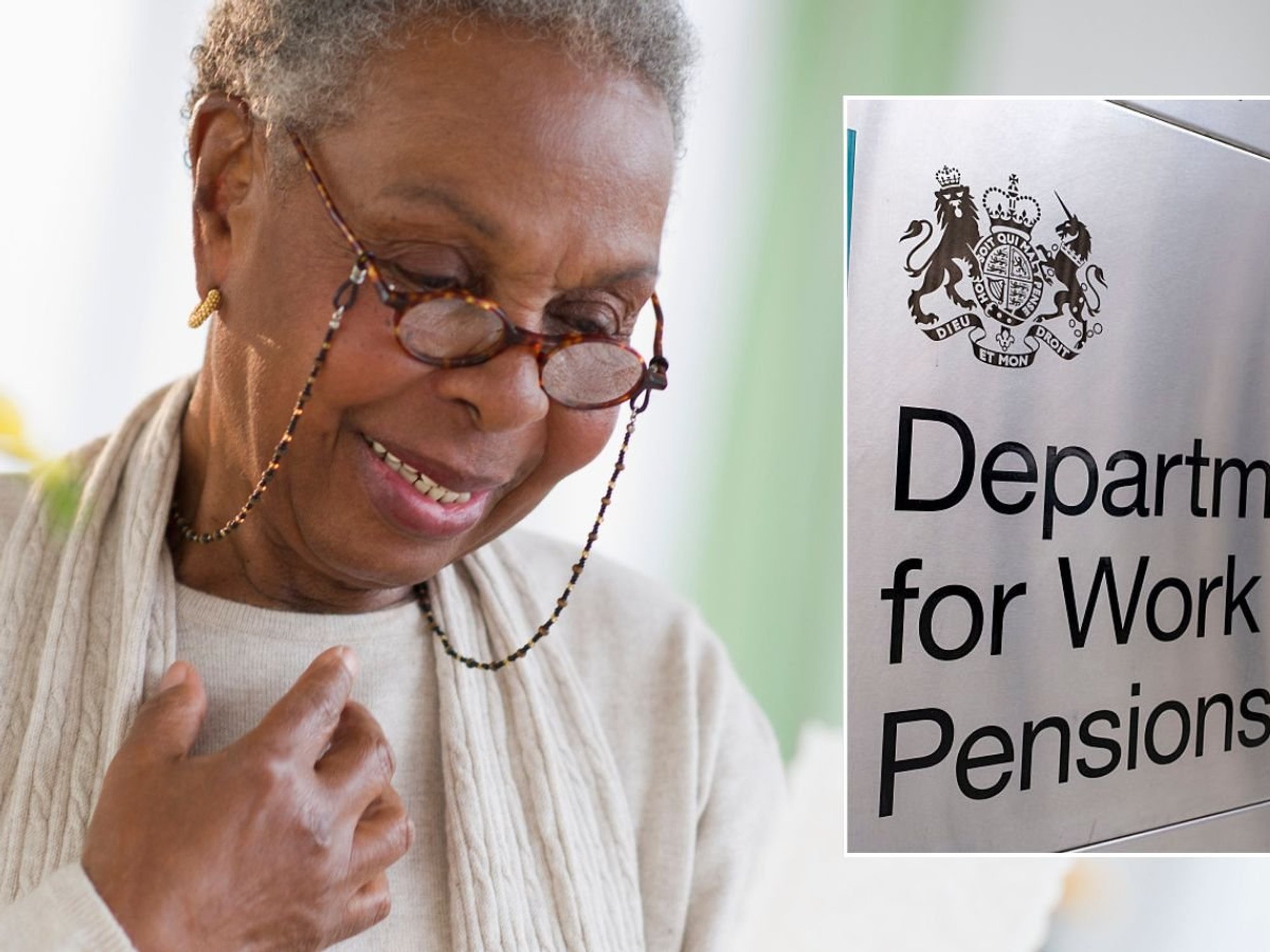 Older woman reading letter and DWP