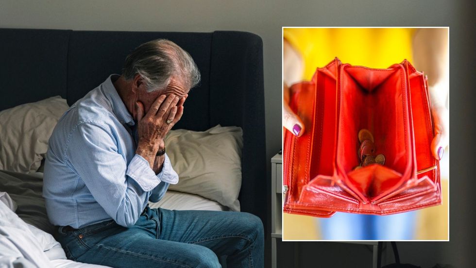 Older woman worried and empty purse