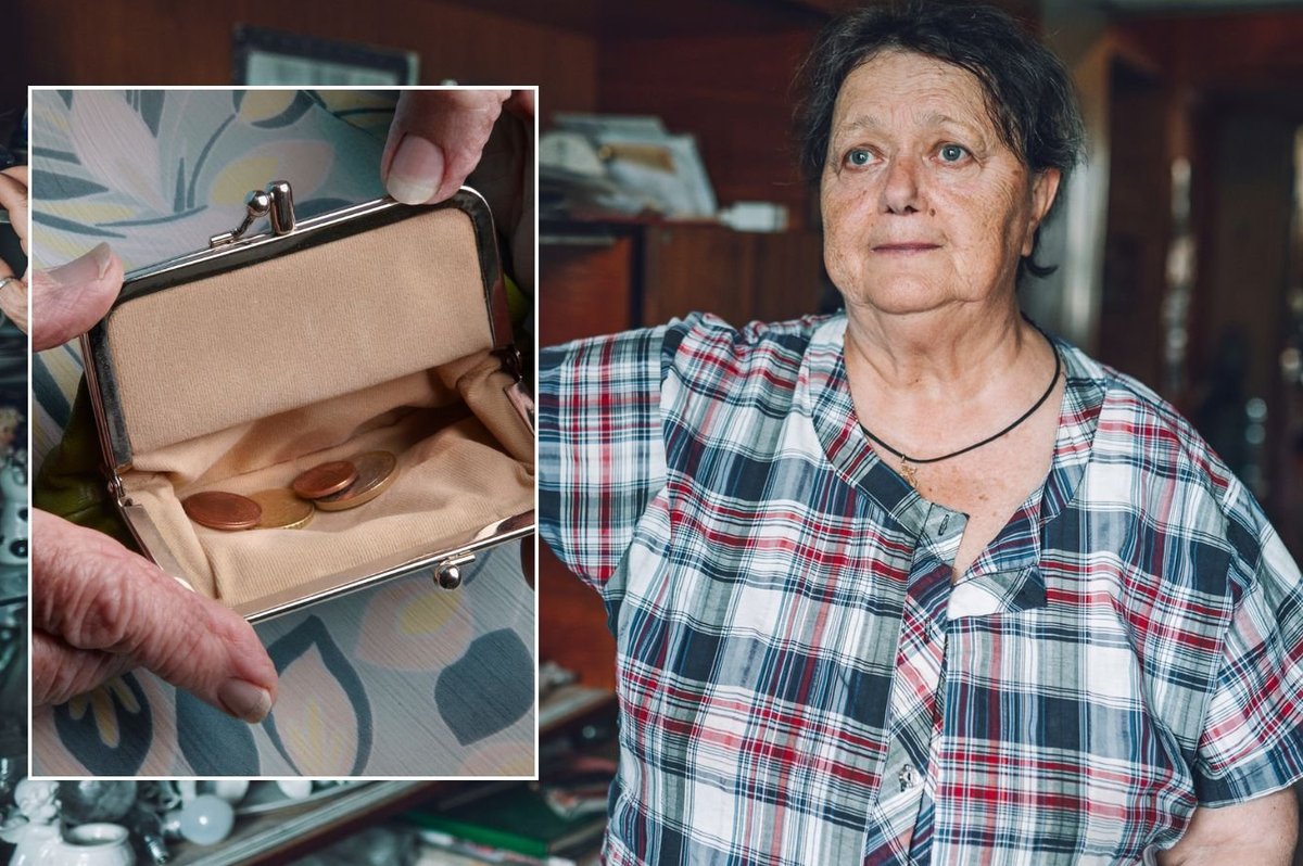 Older woman worried and empty purse