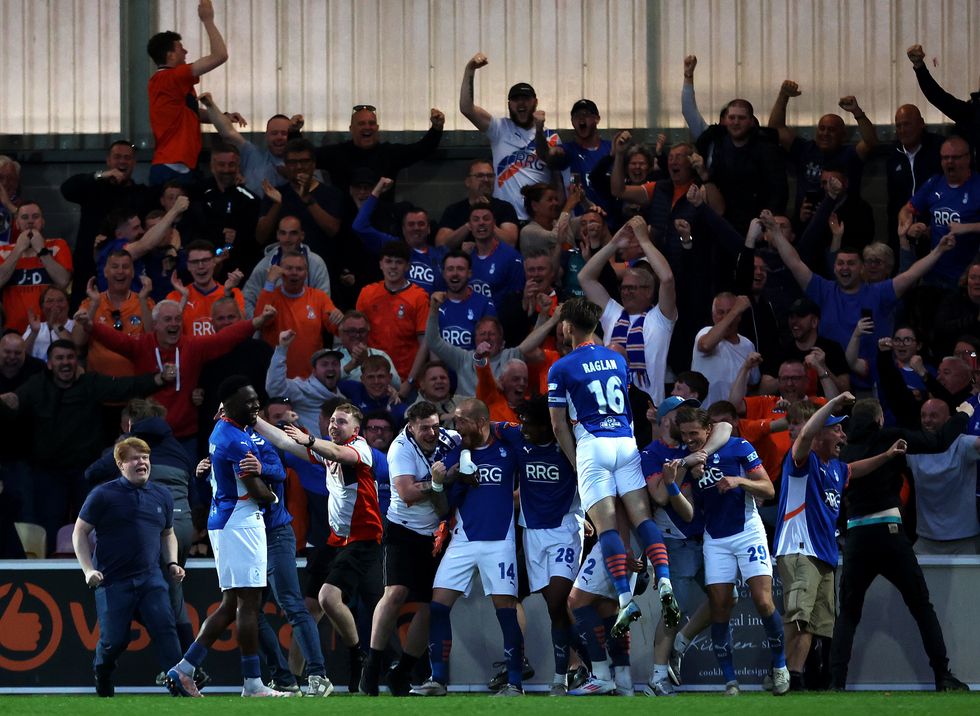 Oldham celebrating against York City
