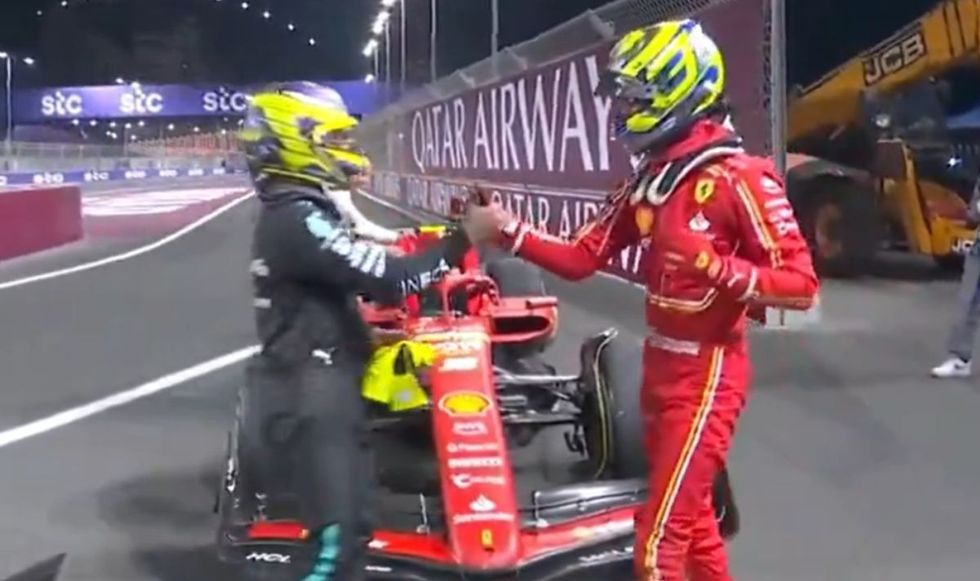 Oliver Bearman was congratulated by Lewis Hamilton