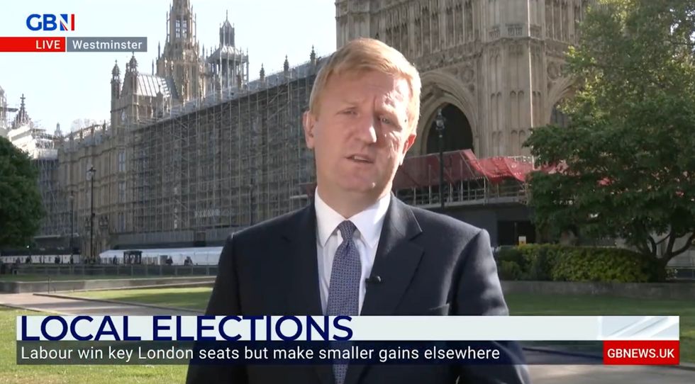 Oliver Dowden speaking to GB News
