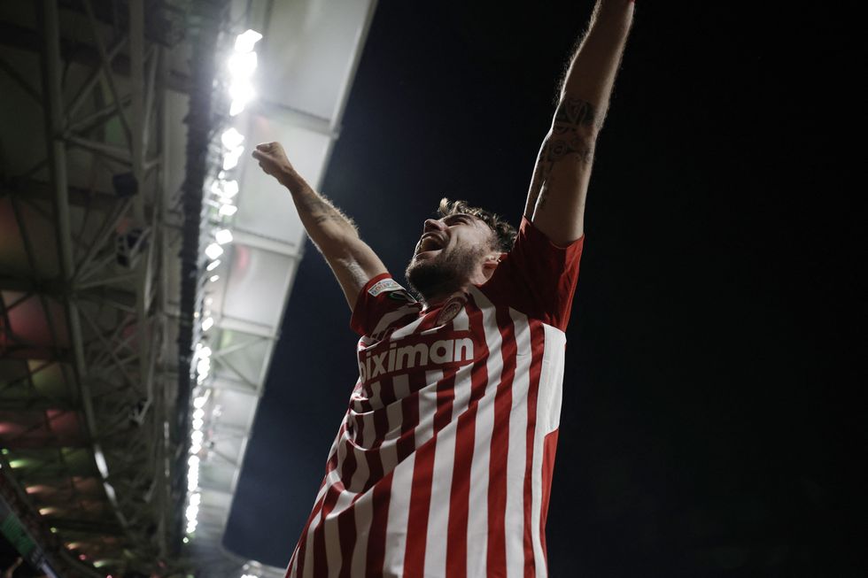 Olympiacos celebrating