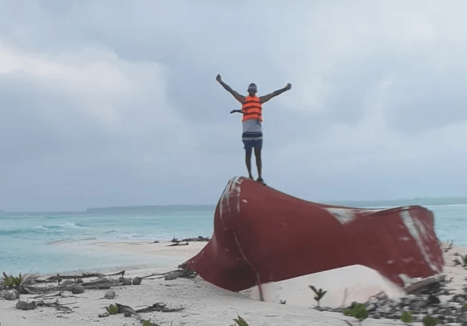 One Chagossian celebrates