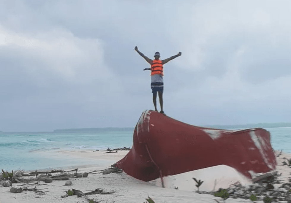 One Chagossian celebrates