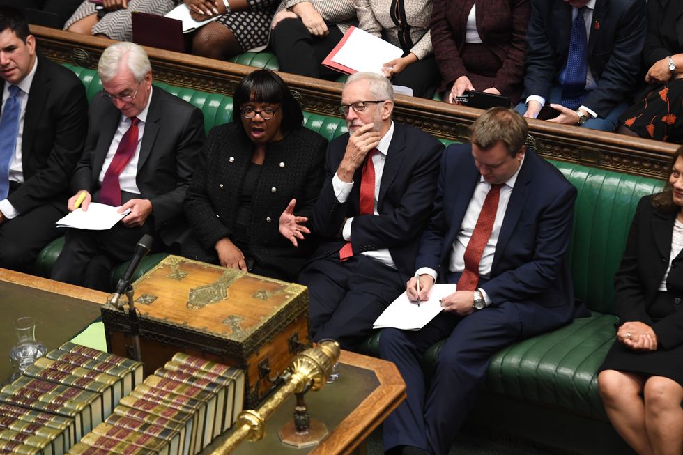 ONE EDITORIAL USE ONLY. NO SALES. NO ARCHIVING. NO ALTERING OR MANIPULATING. NO USE ON SOCIAL MEDIA UNLESS AGREED BY HOC PHOTOGRAPHY SERVICE. MANDATORY CREDIT: UK Parliament/Jessica Taylor Handout photo issued by UK Parliament of (left to right) John McDonnell, Diane Abbott and Jeremy Corbyn on the opposition bench in the chamber of the House of Commons after judges at the Supreme Court ruled that Prime Minister Boris Johnson's advice to the Queen to suspend Parliament for five weeks was unlawful.
