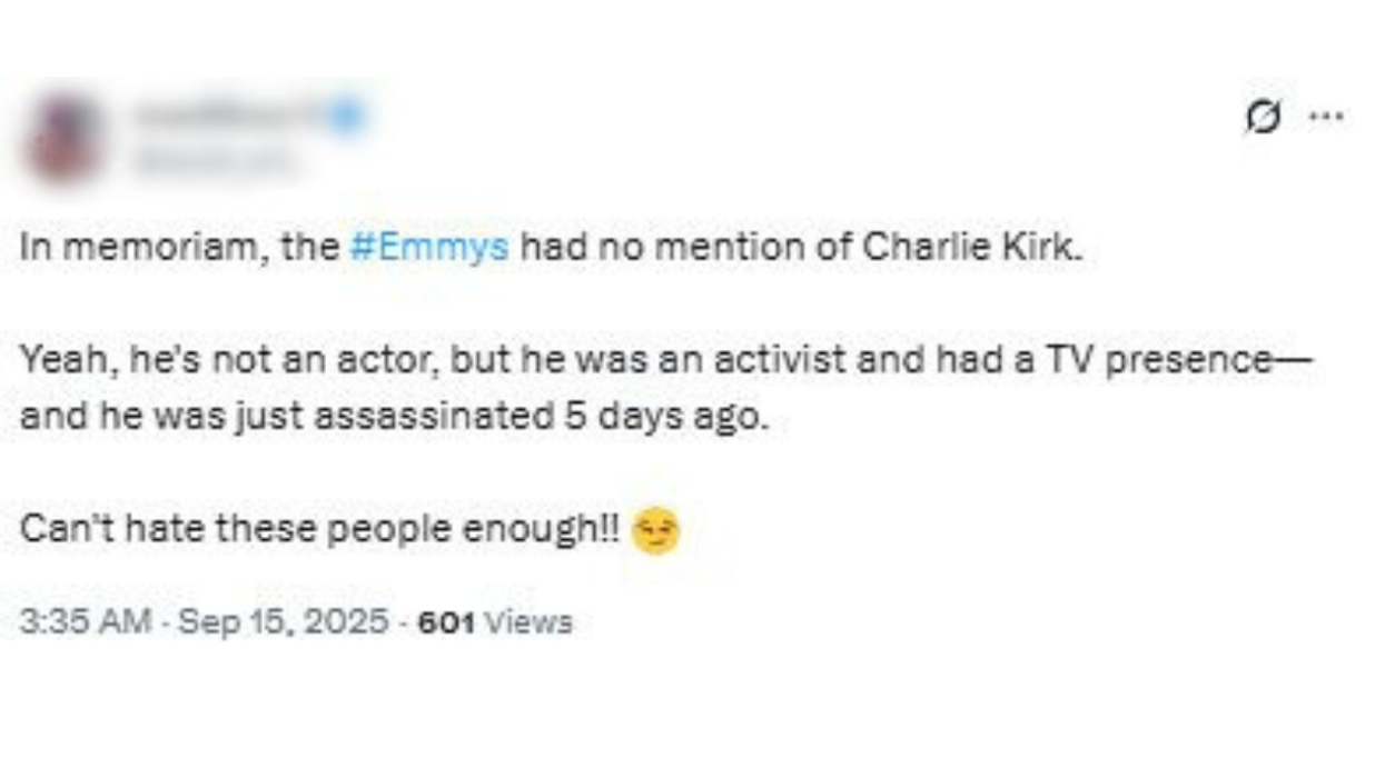One of Charlie Kirk's fans hits out at Emmys