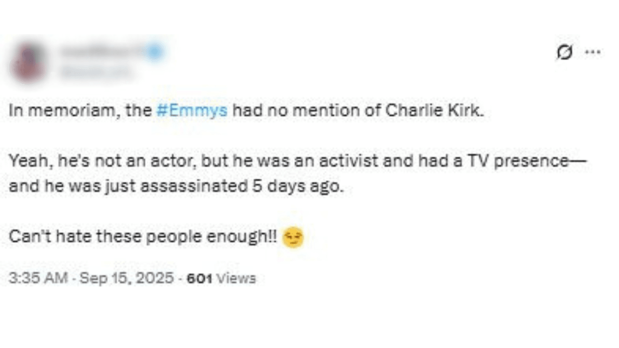 Jeden z fanoušků Charlieho Kirka udeří na Emmys