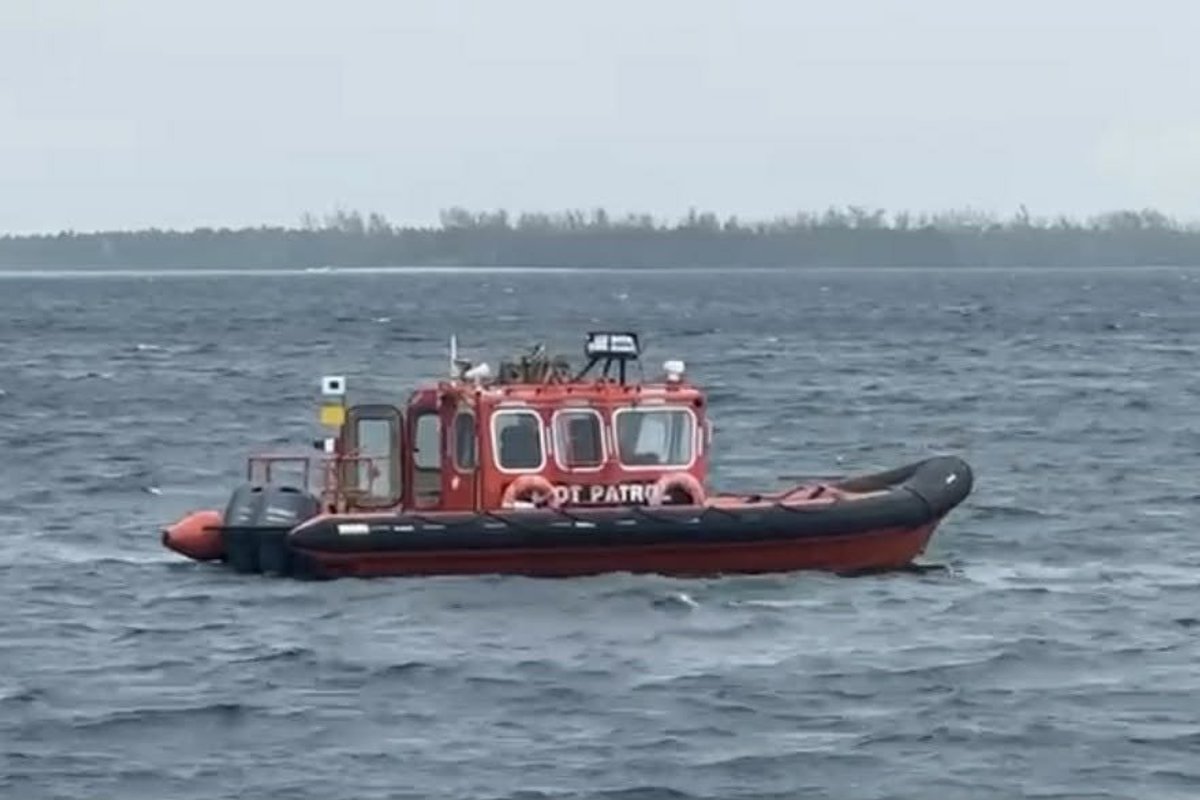 One of the patrol boats spotted near the island