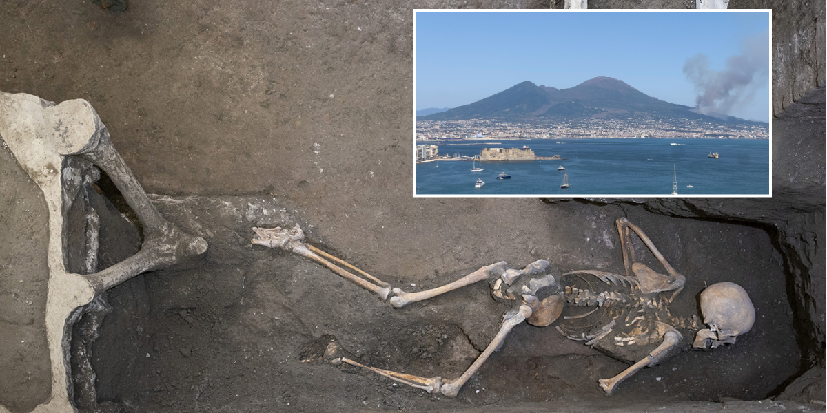 NextImg:Archaeologists uncover incredible Pompeii skeletons which reveal how couple spent last moments alive