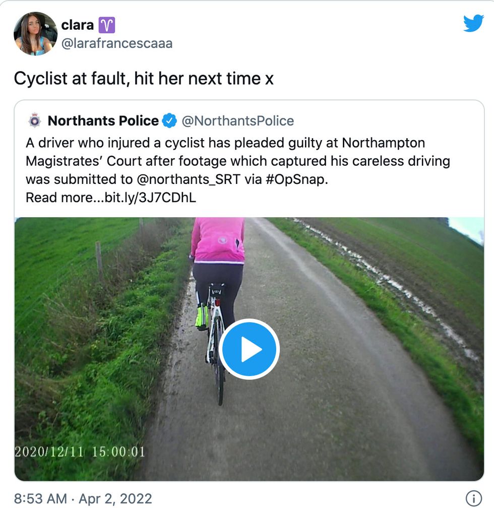 One Twitter user responsed to the video footage posted by Northamptonshire Police