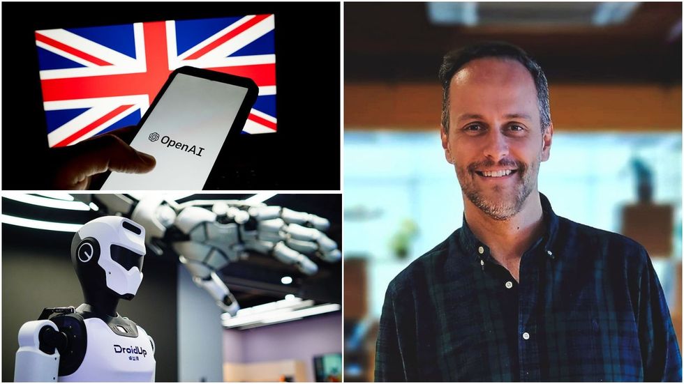 Open AI and union jack, DroidUp robot and Mike Champion