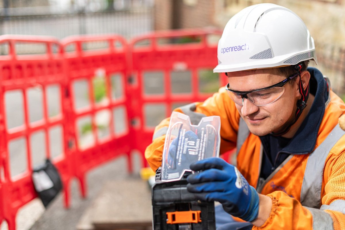 Openreach team member upgrading homes to full fibre broadband technology