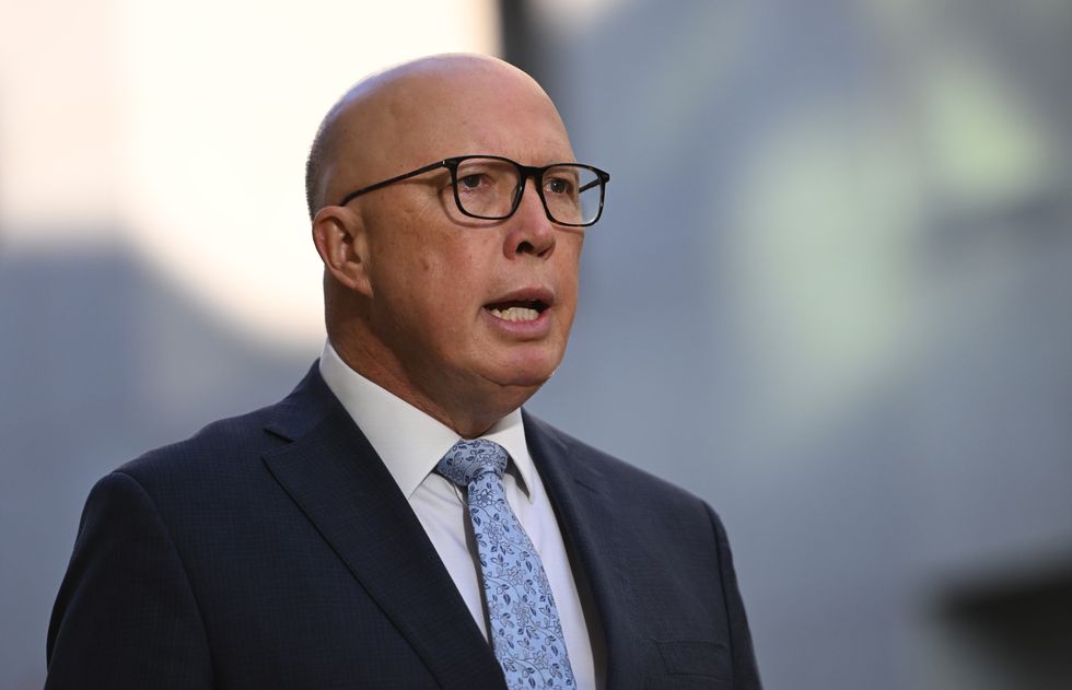 Opposition Leader Peter Dutton during post budget media interviews at Parliament House