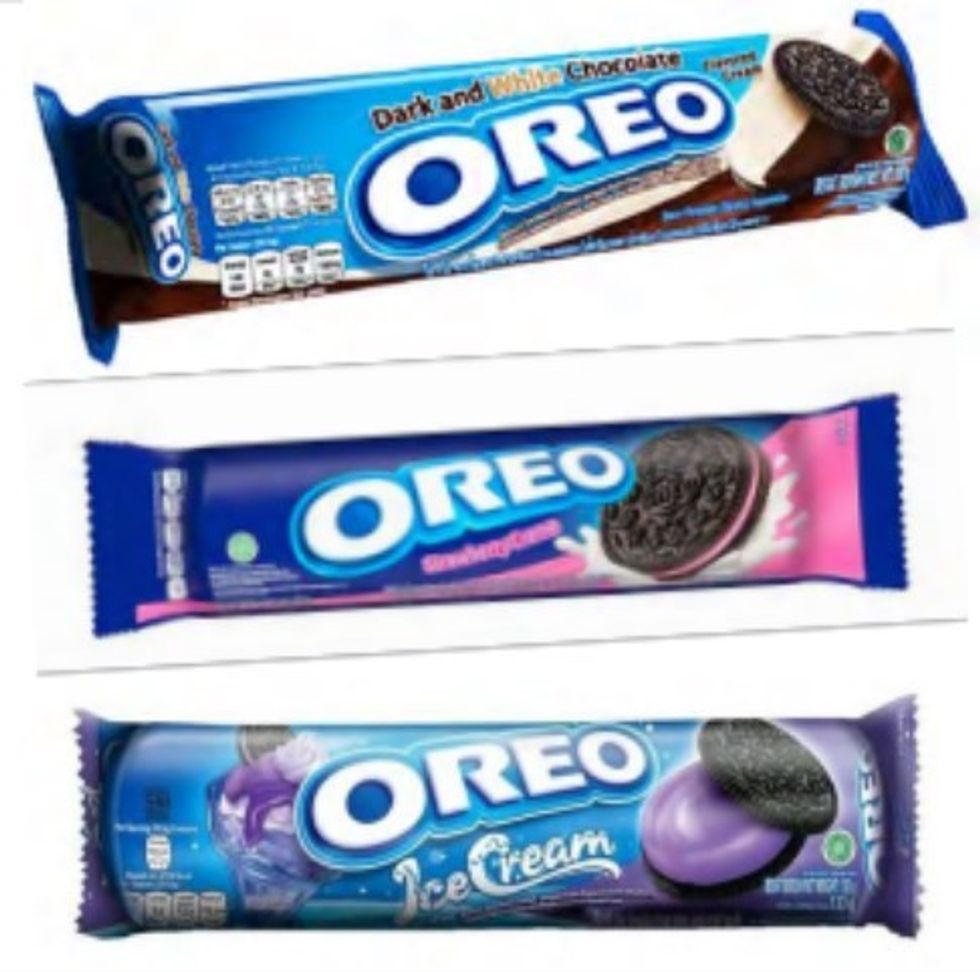 Oreo Dark & White Chocolate, Oreo Strawberry Cream, Oreo Blueberry Ice Cream