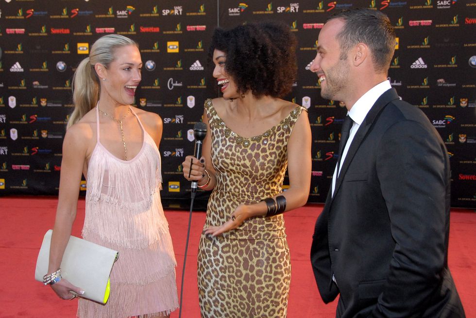 Oscar Pistorius and Reeva Steenkamp at the Feather Awards on November 4, 2012 in Johannesburg, South Africa