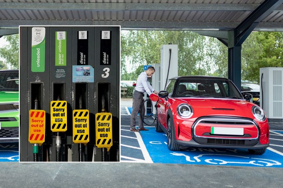 Out of order fuel pumps and an electric vehicle charger