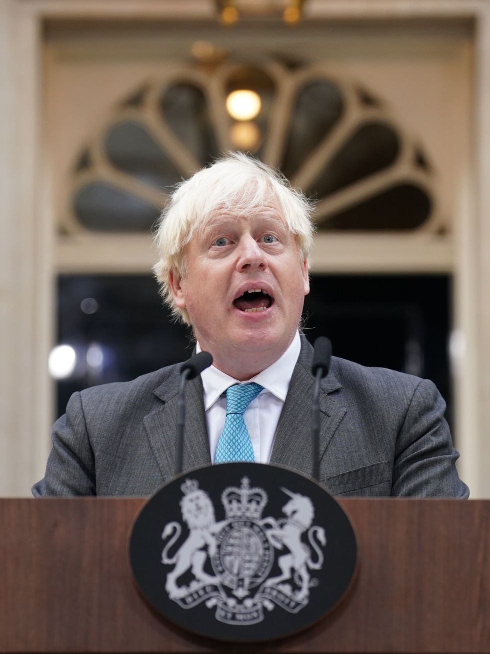 Outgoing Prime Minister Boris Johnson makes a speech outside 10 Downing Street, London, before leaving for Balmoral for an audience with Queen Elizabeth II to formally resign as Prime Minister. Picture date: Tuesday September 6, 2022.