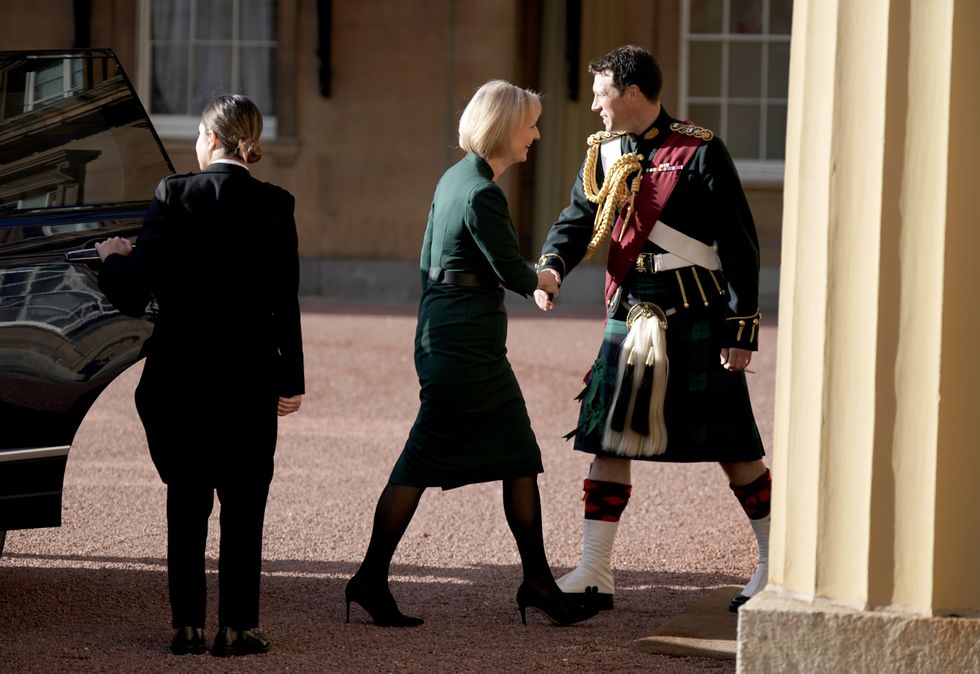 Outgoing Prime Minister Liz Truss as she arrives at Buckingham Palace, London, for an audience with King Charles III to formally resign as PM. Picture date: Tuesday October 25, 2022.