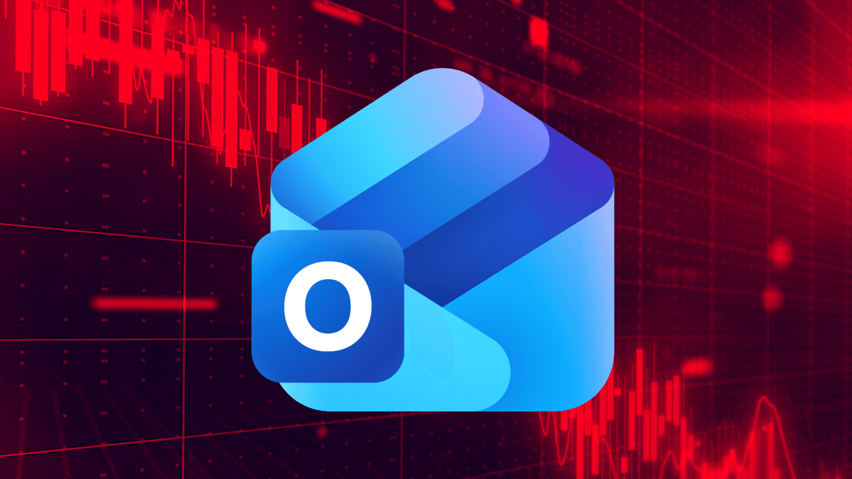 outlook email icon with red background showing a drop in reports