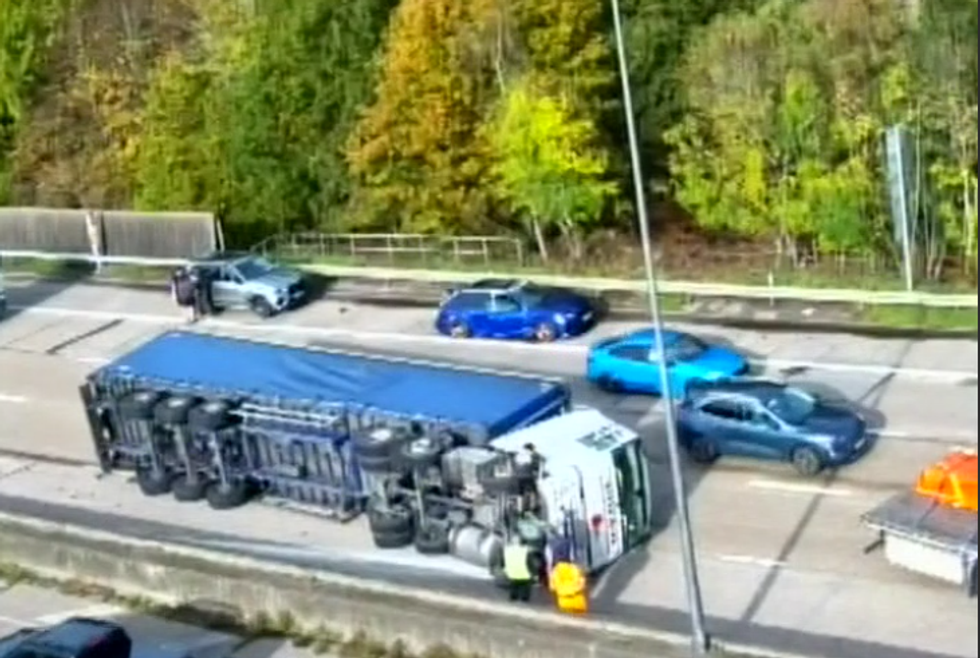 Overturned lorry