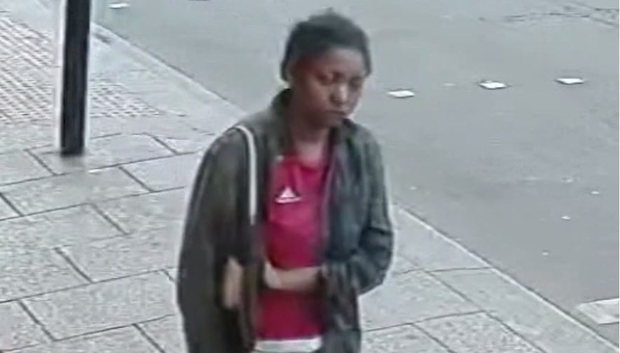 Owami Davies walking north on London Road, Croydon away from West Croydon about 1230 on Thursday July 7.