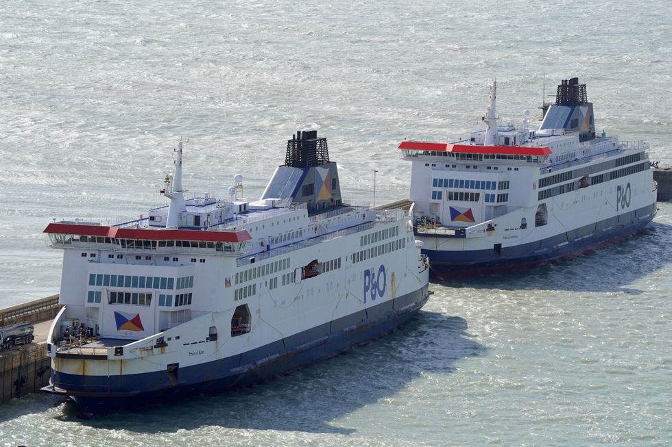 P&O ferries 'Pride of Kent' (left) and 'Pride of Canterbury' at the Port of Dover, in Kent, where P&O ferry services remain suspended after the company sacked 800 workers without notice. Picture date: Thursday April 7, 2022.