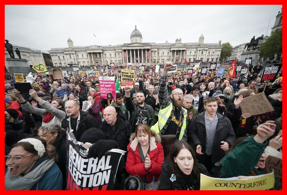 PABest NOTE LANGUAGE ON PLACARDS People take part in the People's Assembly Britain is Broken national demonstration in central London. Picture date: Saturday November 5, 2022.