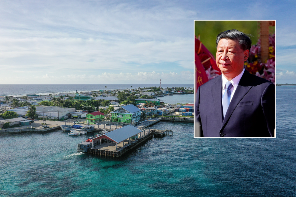 Pacific Islands with inset of Xi Jinping