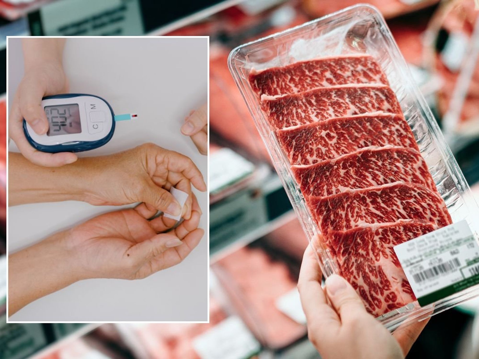 PACKET OF MEAT AND BLOOD SUGAR MONITOR