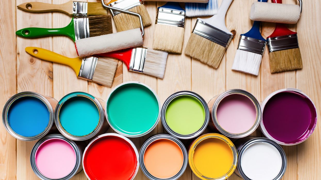 Paint pots and brushes