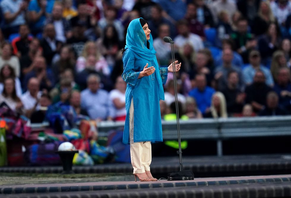 Pakistani activist Malala Yousafzai addresses the crowd during the opening ceremony of the Birmingham 2022 Commonwealth Games at the Alexander Stadium, Birmingham. Picture date: Thursday July 28, 2022.