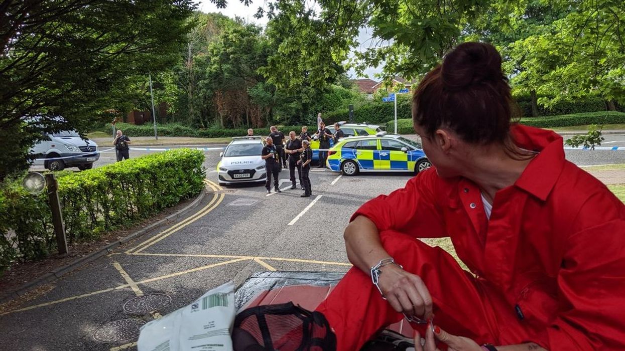 Palestine Action taking part in a protest this morning