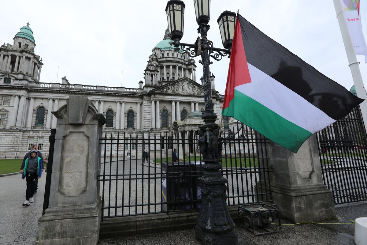 Palestine flag outside Belfast City Hall