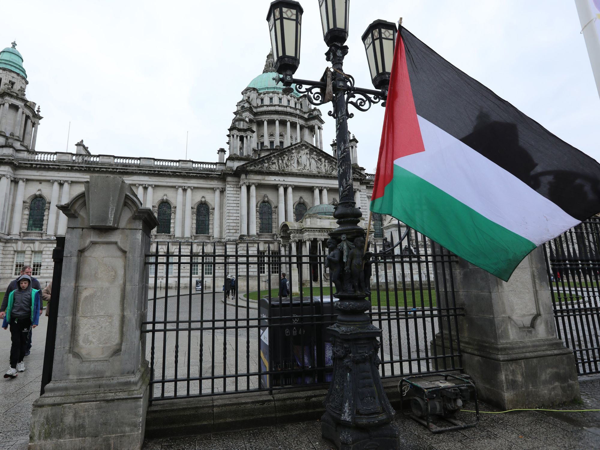 Palestine flag outside Belfast City Hall