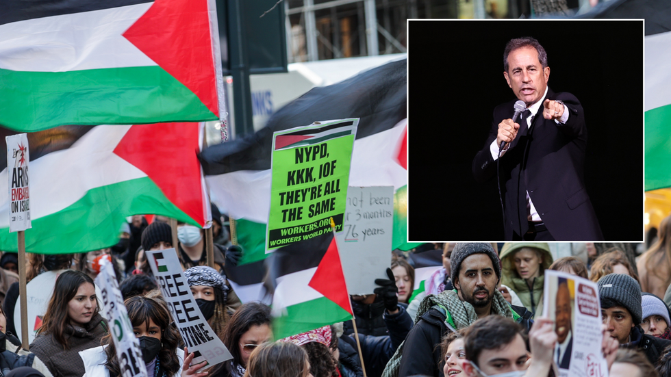 Palestine protest NYC/Jerry Seinfeld