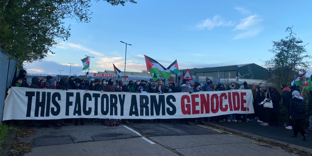 NextImg:Palestine protesters shut down factory in Kent as hundreds of activists block entrances