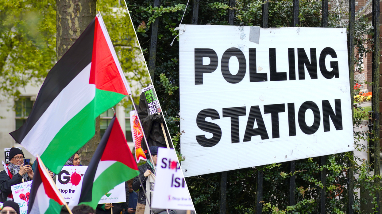 Palestinian flag/polling station