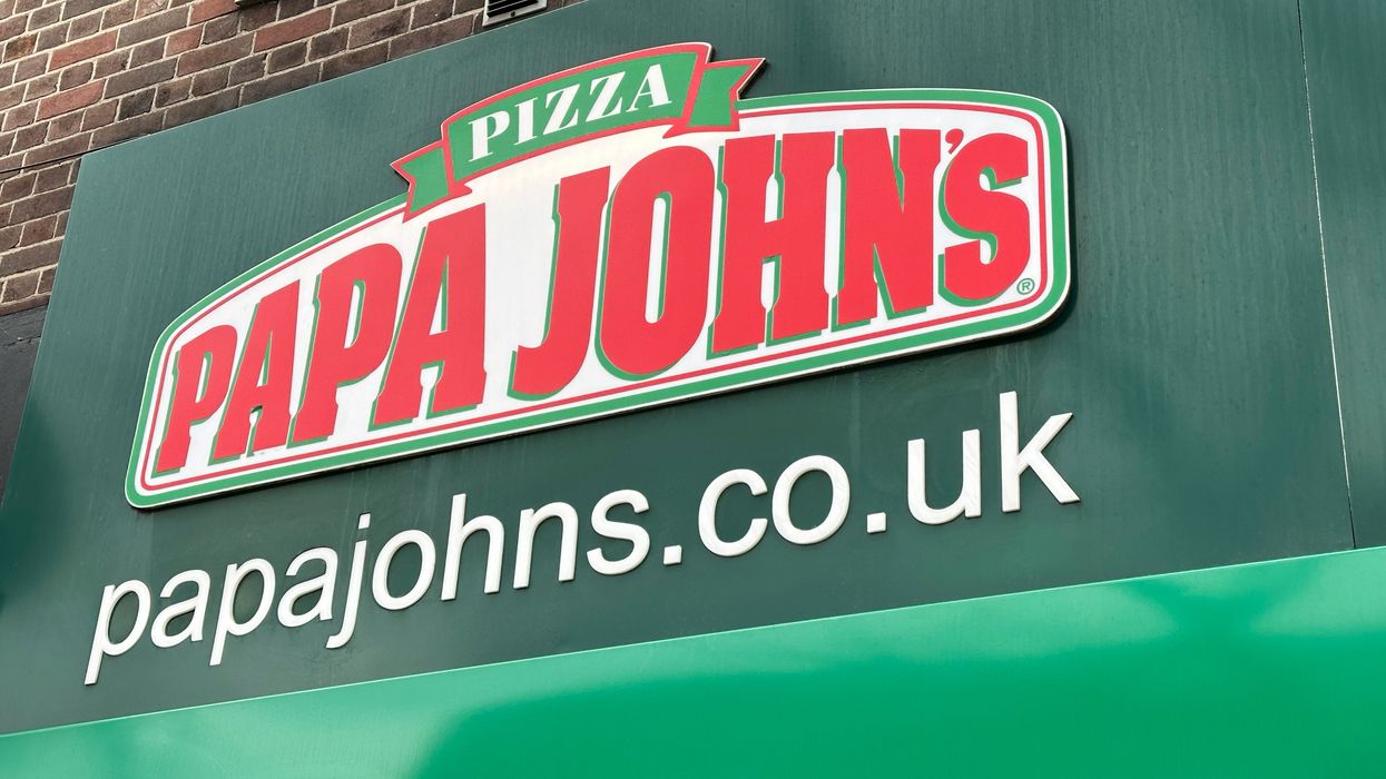Papa John's pizza chain logo outside UK store