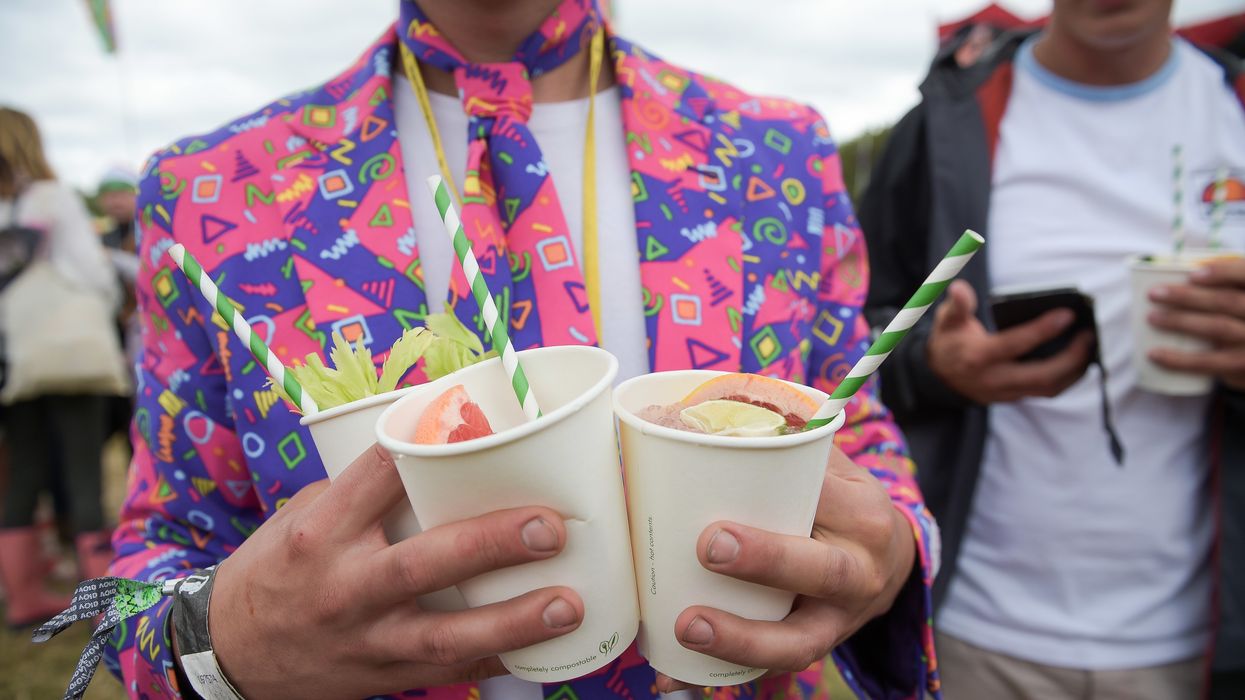 Paper straws in paper cups