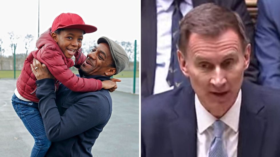 Parent and child and Jeremy Hunt in pictures