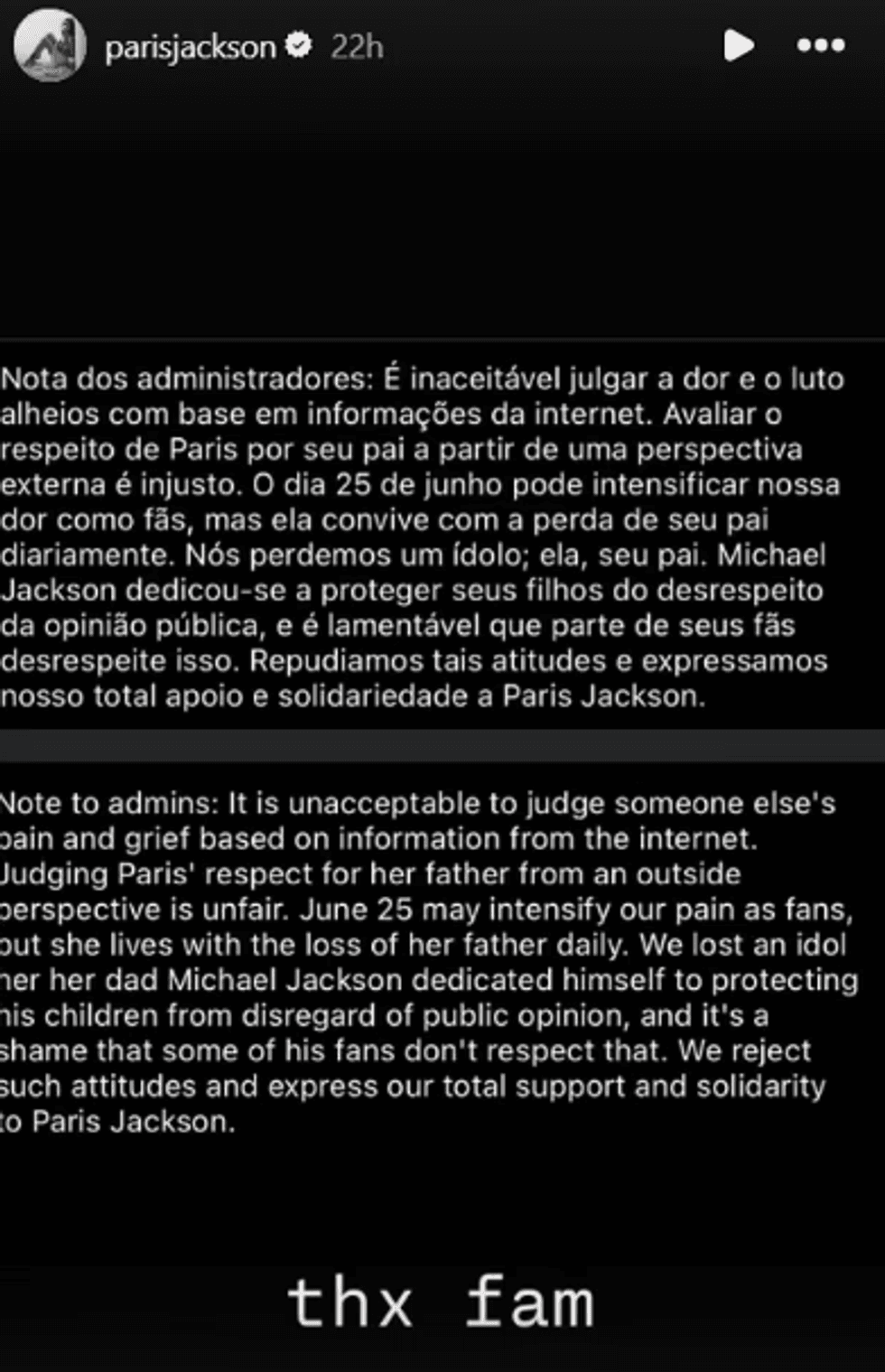 Paris Jackson Instagram story
