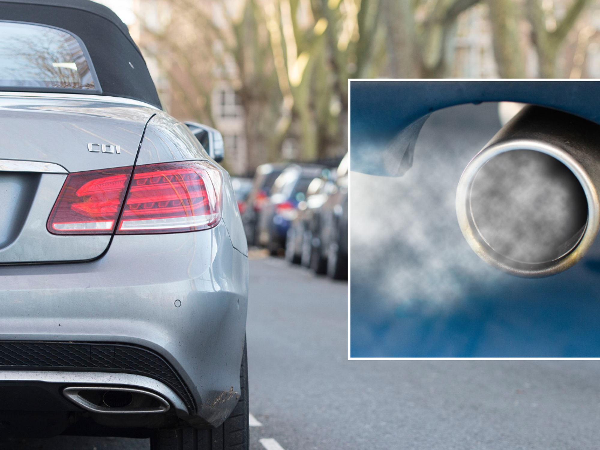 Parked car and emissions from vehicle