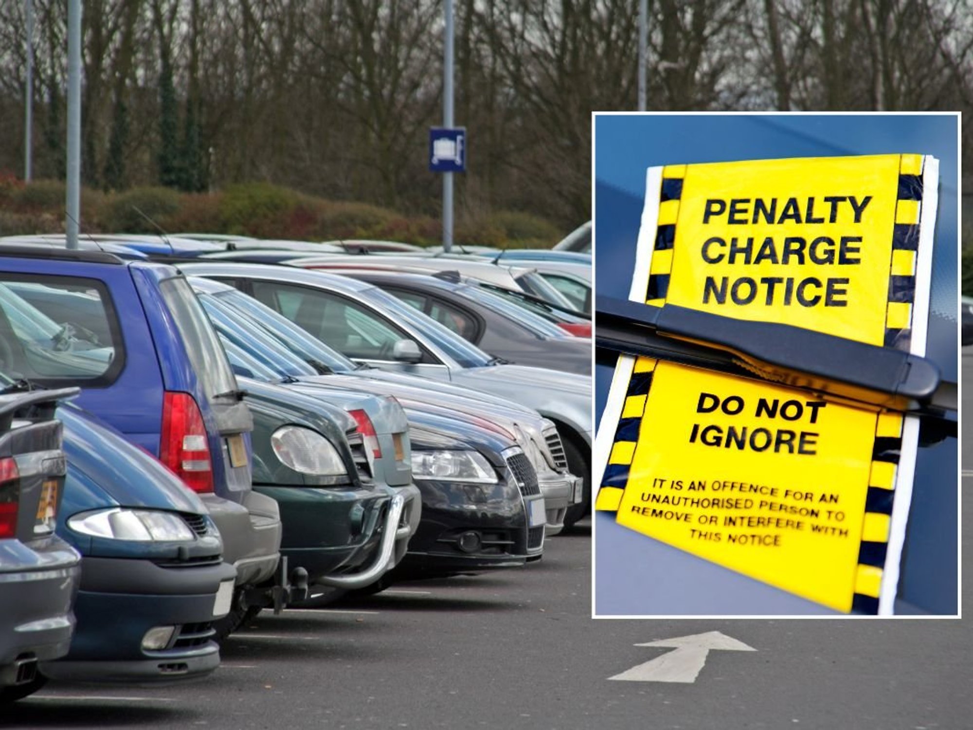 Parked cars and a parking fine