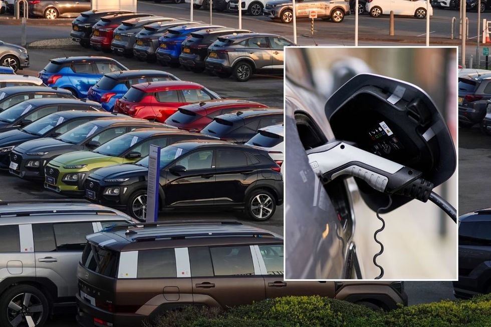 Parked cars and an electric car charger