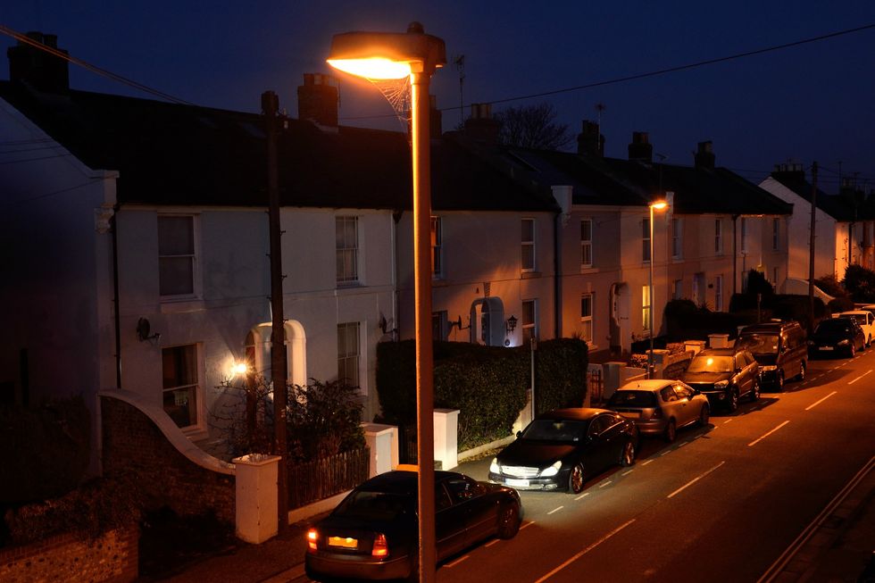 Parked cars at night